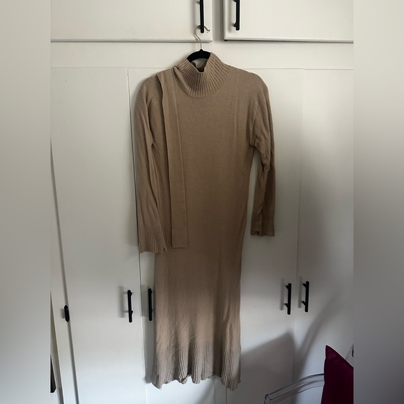 Rails Mila Tie Waist Beige Knit Turtleneck Sweater Dress Size XS - Picture 2 of 4